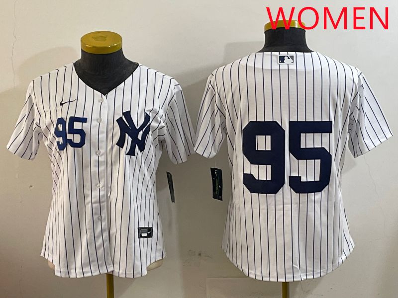 Women New York Yankees 95 No Name White Stripe Game 2025 Nike MLB Jersey style 5